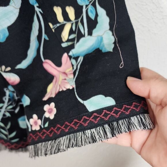 LOFT Black Floral Blazer With Embroidery and Fringe Trim Size 10 - Picture 7 of 10